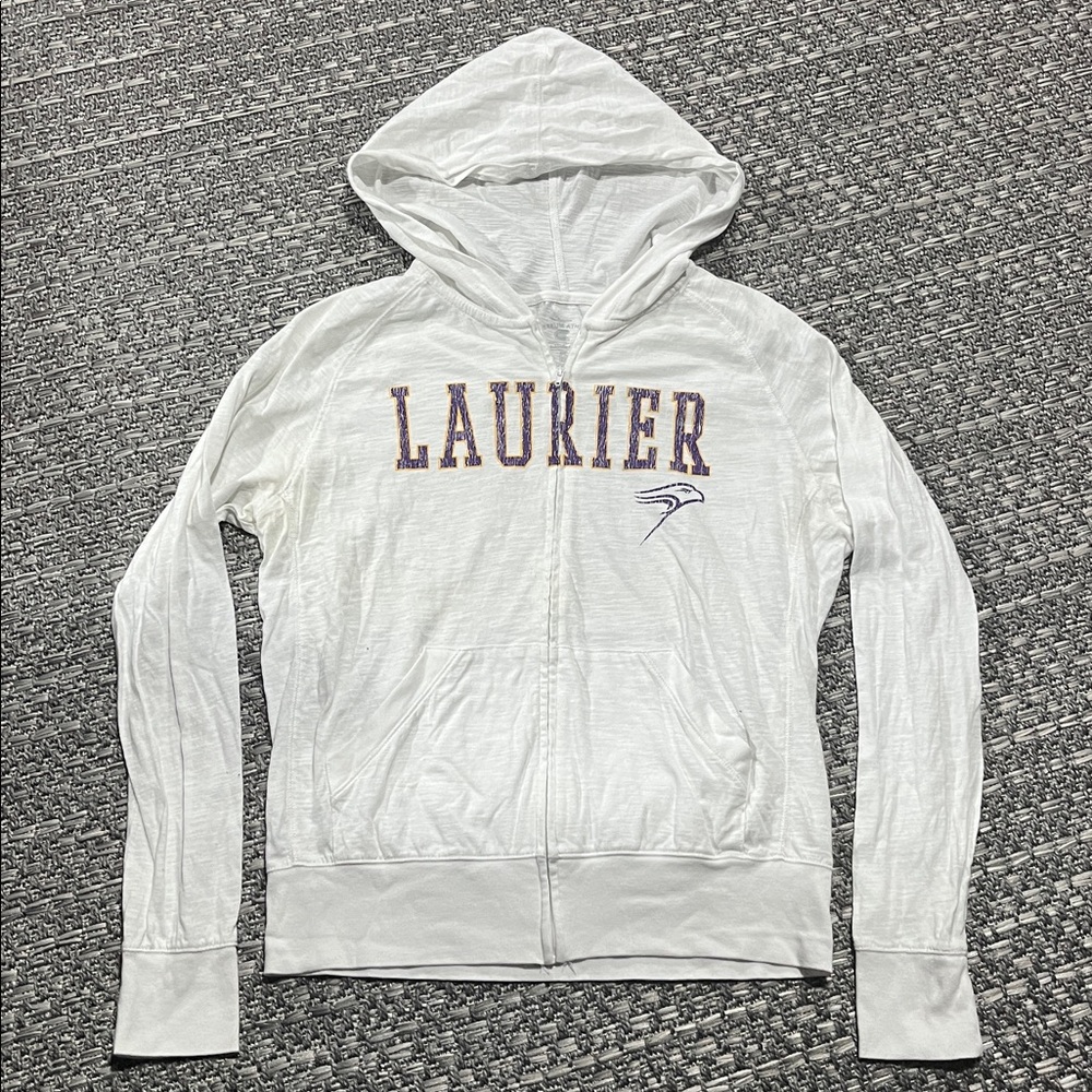 Laurier | Lightweight White Full Zip Hoodie